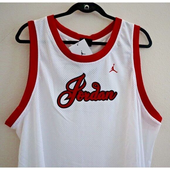 Jordan DZ3371-100 Women's Plus Sz 0X White/Gym Red Jersey-Style Mesh Tank Top - Picture 3 of 8